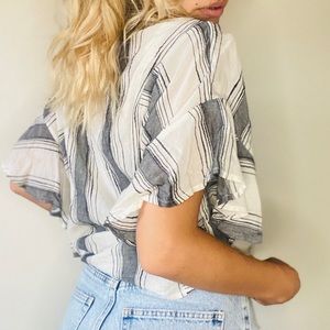 Lucky Brand Striped Ruffle Top